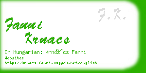 fanni krnacs business card